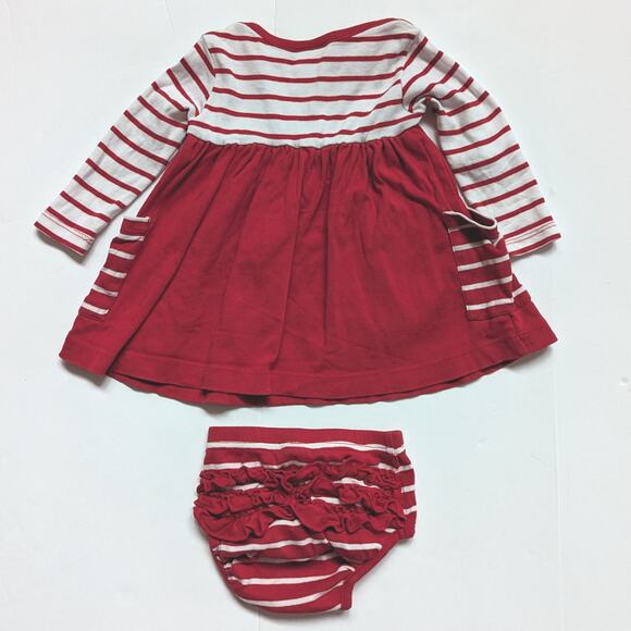 Hanna Andersson Dress Baby Girls Sz 6-12m Red Stripe Casual Basic Everyday Twirl - Picture 2 of 5